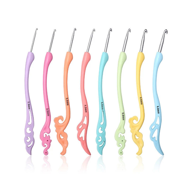 

Free shipping fashion style Crochet Hooks 8Pcs Handle Knitting Needles Set Weave Craft Yarn Aluminum Crochet Hook