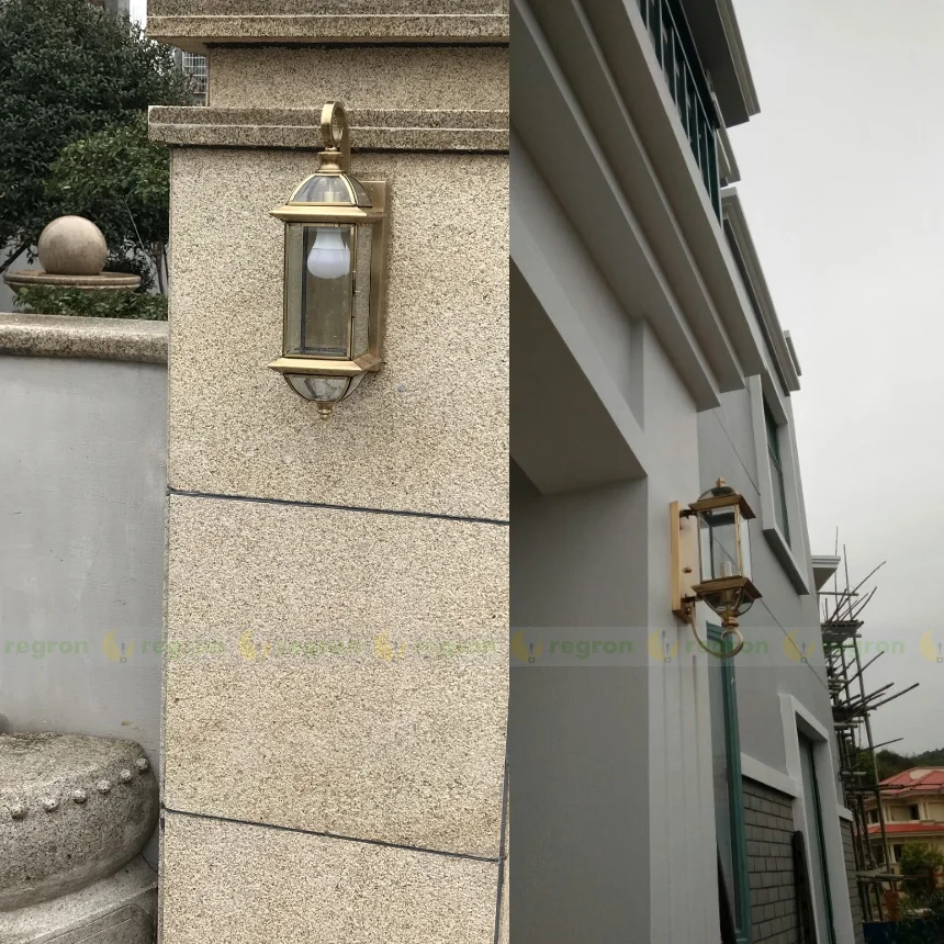 Садовые золотые Уличные светильники Ретро H65 медный настенный светильник