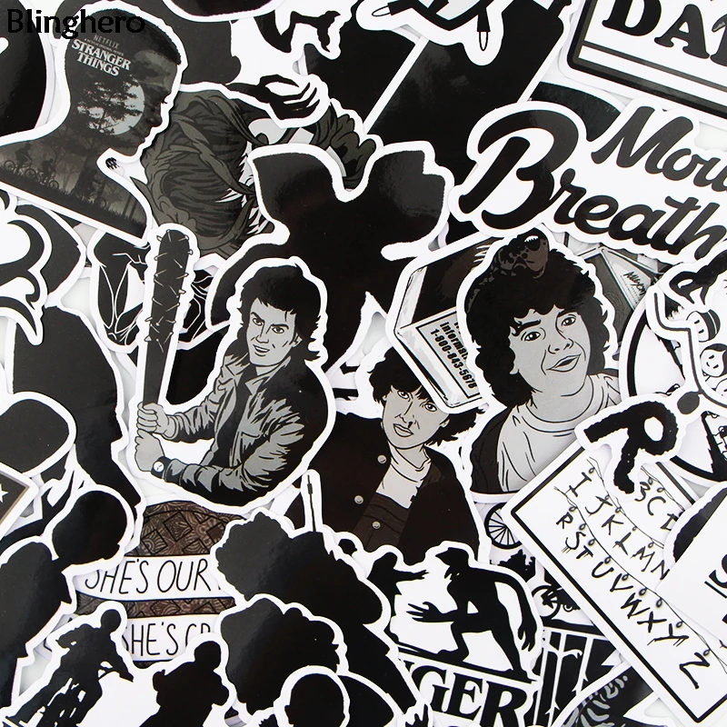 

Blinghero Stranger Things 43 Pcs/set Black Stickers Scrapbooking Stickers Luggage Stickers Cool Decals Office Supply BH0075