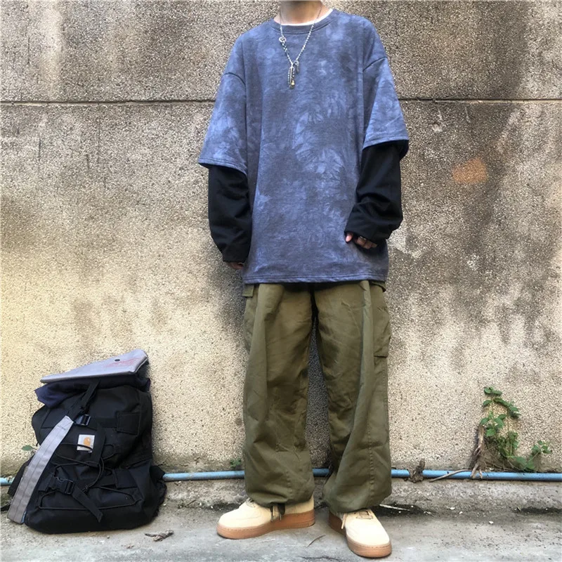 Lychee harajuku яркое женское свитшот из 2 частей в стиле пэчворк, женский спортивный костюм, толстовка с круглым вырезом, женские пуловеры