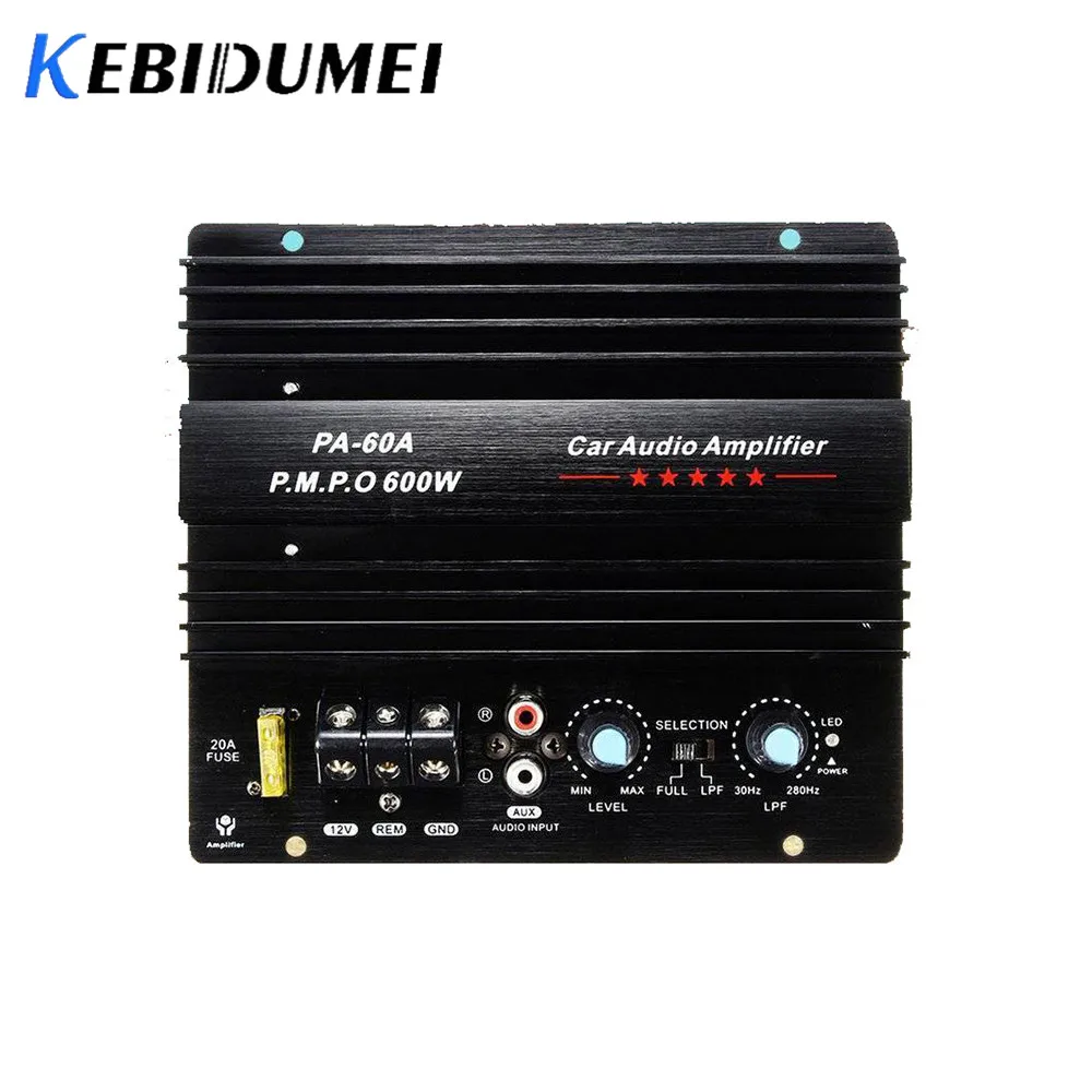 12V 600W PA-60A Speaker Amplifier Board  Lossless Subwoofer Bass Module High Power Car Audio Accessories Mono Channel Durable