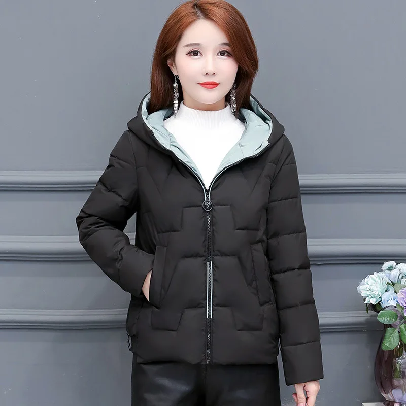 

Commuting Fashion Warm Cotton Coat 2019 Winter New Style Korean-style Short Simple Slim Fit Slimming Long Sleeve Hooded Cotton-p