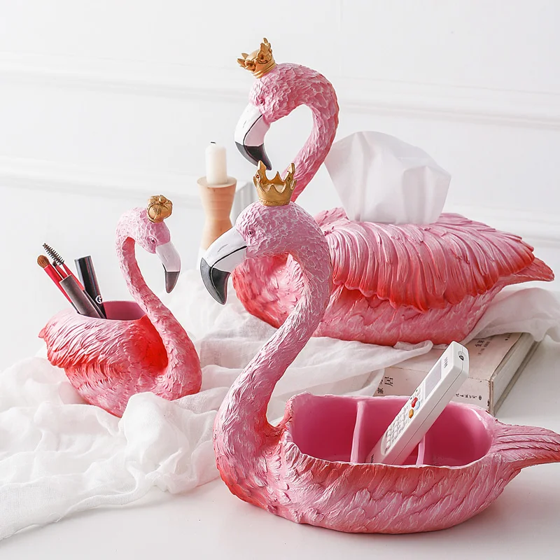 

Flamingo tissue box Nordic cute girl heart creative living room drawer tray Coffee Table Napkins Storage Box Home Decor CL51406