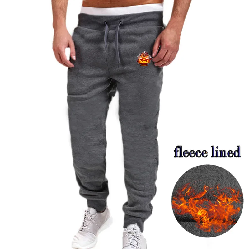 

2019 Flame pumpkin Men Halloween Pants Casual Elastic Autumn Mens Fitness Workout Pants Winter Fleece Sweatpants Trousers Jogger