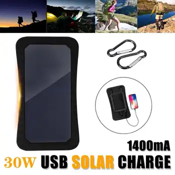

30W 5V Solar Panel Portable Solar Battery USB Charging Bag Outdoor Power Generation Board Travel Charging Board IPX5 Waterproof
