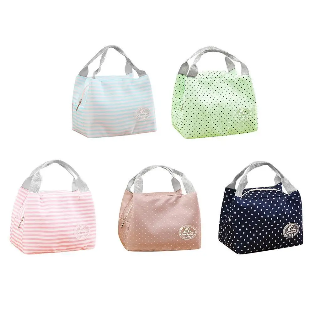 

Lunch Bag Insulated Cold Stripe Picnic Carry Case Thermal Lunch Container Bags Pouch Storage Lunch Bento Box Portable Food N5H1