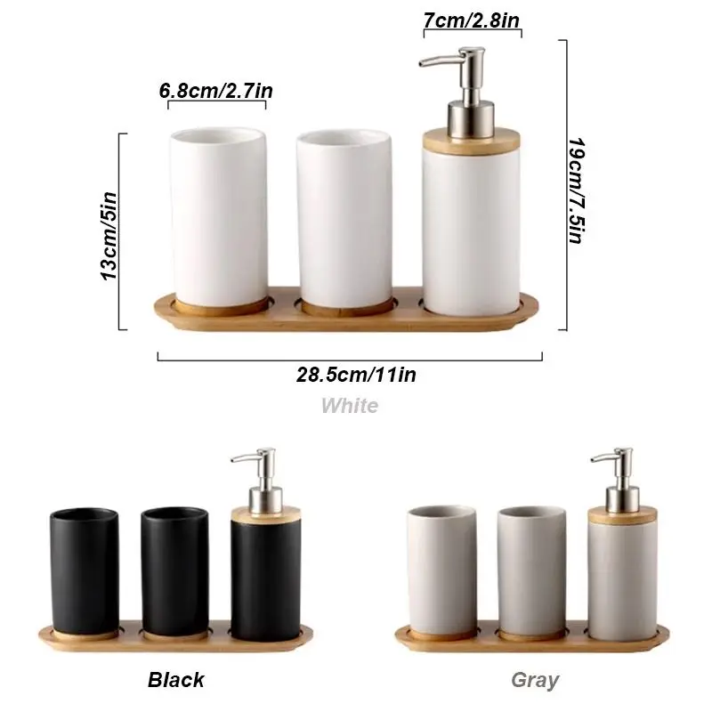 Creative Ceramic Bamboo Bathroom Glass Toothbrush Holder Cup Bathroom Emulsion Container Kitchen Dishwashing Liquid Container