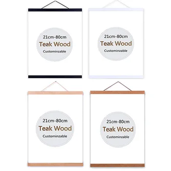 

Wooden Poster Hanger Photo Magnetic Frame Four colors DIY Picture Canvas Print Hanging Wall Art Home Decor 21-60cm
