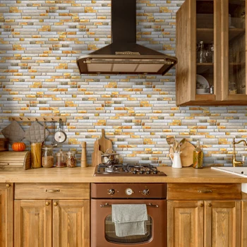 

14pcs/set Yellow Marble Wall Sticker Self-adhesive Waterproof Wallpaper Living Room Bedroom Home Decoration