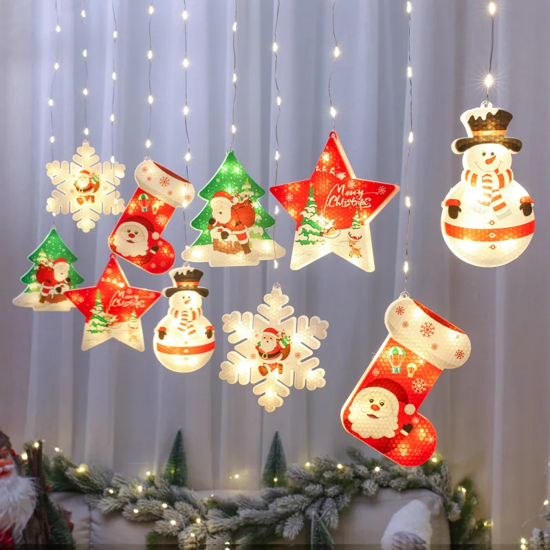 

Fairy Light String Christmas LED Star Snowflake Curtain Light Christmas Indoor Bedroom Wedding Holiday Decoration Home Decor
