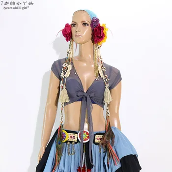 

Belly dance top Transparent thin belly danc sleeveless wrap top CC36-40
