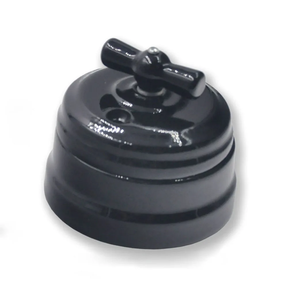 Высокое качество европейский ретро керамический поворотный переключатель 2 4 шестерни настенный светильник переключатель светодиодный светильник переключатель - Цвет: Black