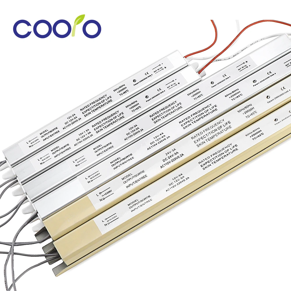 

Aluminum 12V LED Driver 18W 24W 36W 48W 60W 24V 72W Switching Power Supply Lighting Transformer 220V 12V 1.5A 2A 3A 4A 5A 24V 3A