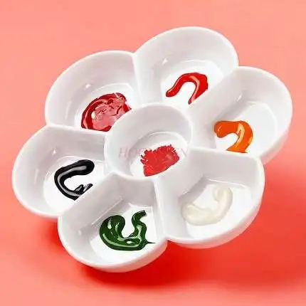 Plum blossom shaped palette for acrylic painter acrylic painting watercolor paint anti-ceramic palette portable