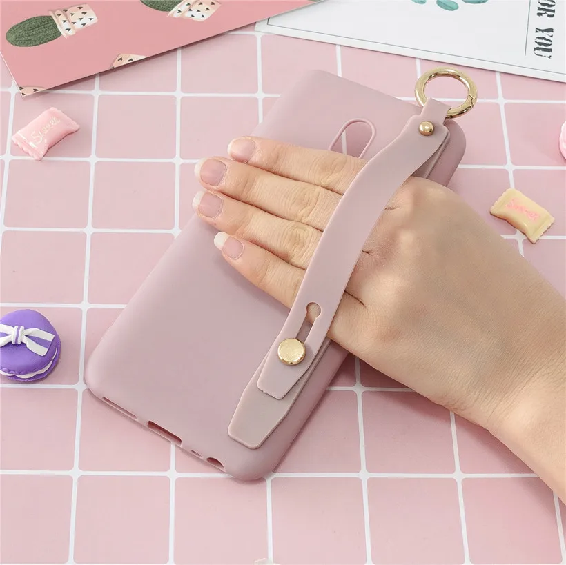 Fashion Soft Case For Xiaomi Redmi Note 8 7 6 5 Pro 8T 5A Prime Silicone Wrist Strap Hand Band Stand Cover |
