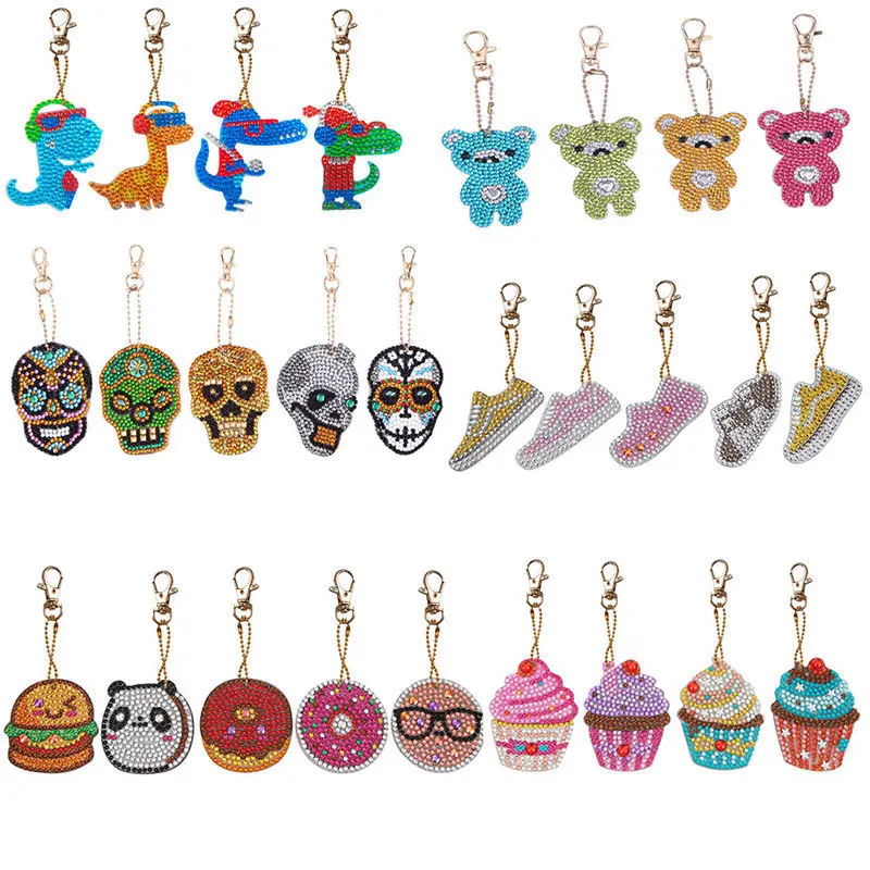 

5pcs DIY Full Drill Special Shaped Diamond Painting Keychains Women Bag Pendant Jewelry Key Ring Embroidery Cross Stitch
