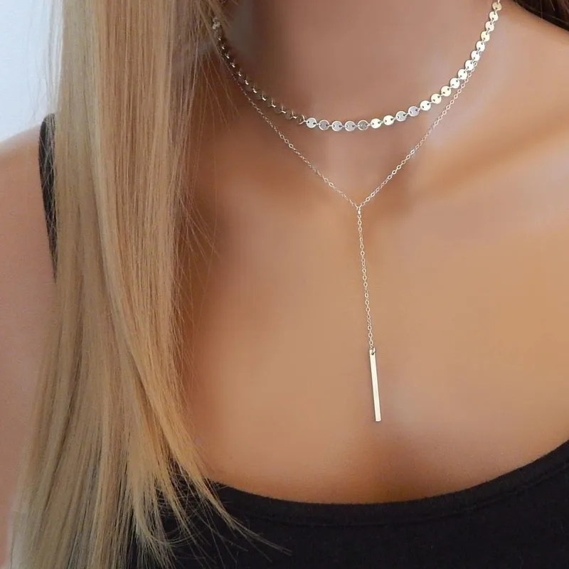 GinaDeer Fashion Bohemian Style Necklace Multilayer Disc Tassel Chain Women Silver Color Long Ladies Jewelry Collares | Украшения и