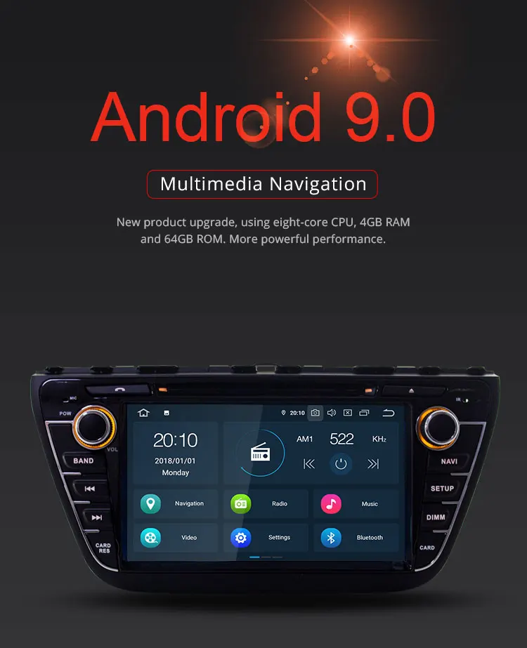 Best TOPBSNA 8 inch Android 9.0 Car DVD Player For Suzuki SX4 S-Cross 2014 2015 2016 WIFI Multimedia GPS Stereo 2 Din Car Radio Audio 1