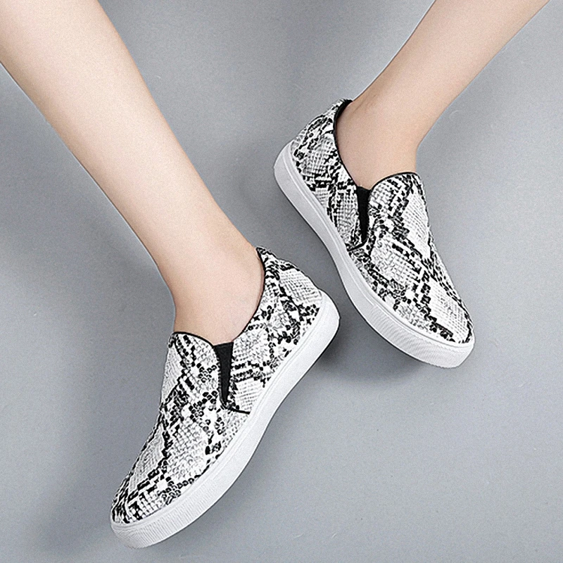 snake print slip on shoes