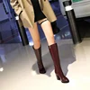 2022 Fashion Women Block High Heels Thigh High Boots Winter Knee High Boots Patent Leather Long Boots Designer Plus Size Shoes ► Photo 2/6