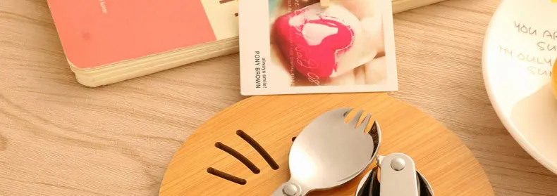 304 Stainless Steel Spoon Outdoor Tableware Portable Travel Three Fold Spoon Stainless Steel Foldable Spoon Sub-Salad Spoon