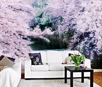 

CJSIR Custom Wallpaper Pink Romantic Cherry TV Background Wall Beautiful Modern Living Room Bedroom Backdrop 3d Wallpaper Decor