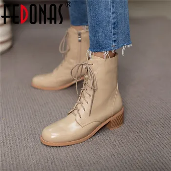 

FEDONAS Fashion Women's Autumn Boots Newest Genuine Leather Sided Zipper Ankle Boots Working Office Lady Winter Shoes Woman