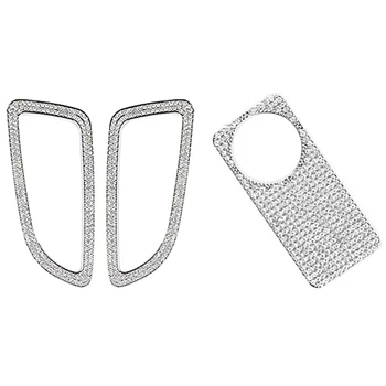 

1x Copilot Storage Box Switch Handle Rhinestones Sticker for Benz E Class W213 E200L & 2Pcs Air Vent Outlet Cover