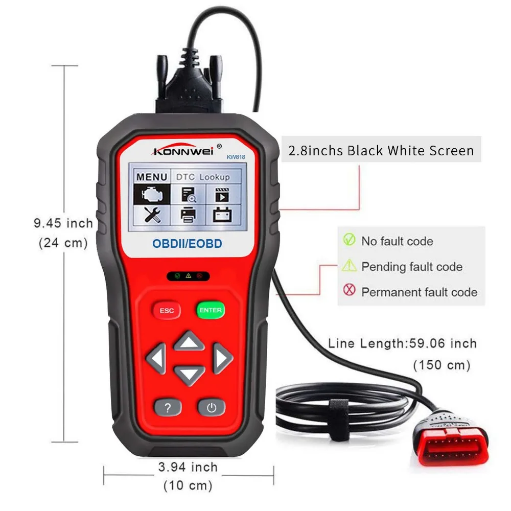 Профессиональный OBD2 сканер Код Читателя KW818 Анто сканер инструмент для диагностического сканирования автомобиля проверка двигателя светильник инструменты для всех автомобилей