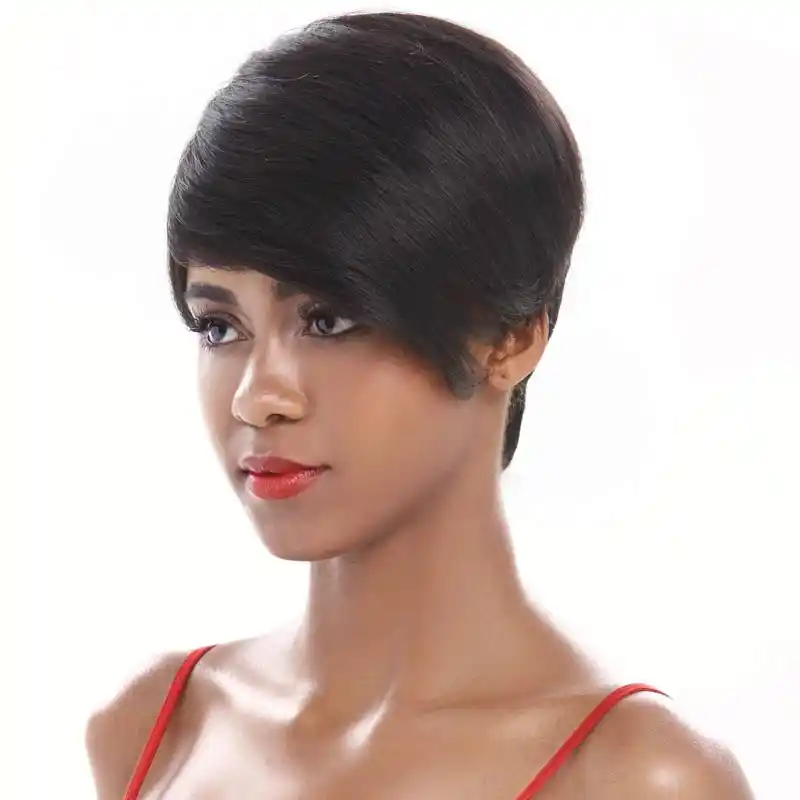 Rebecca Mix Color Short Straight Hair Wig Peruvian Remy Human Hair