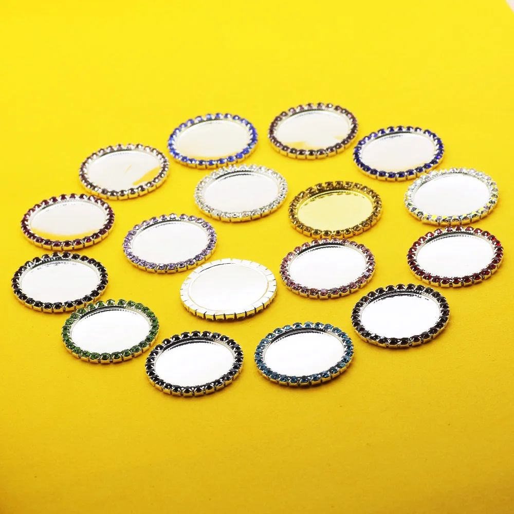 LKERAN 100Pcs/lot 25mm/1 inch Metal Rhinestone Button Bottle Cap Tray 16 colors Crystal DIY Handmade Craft Decoration Accessorie 4