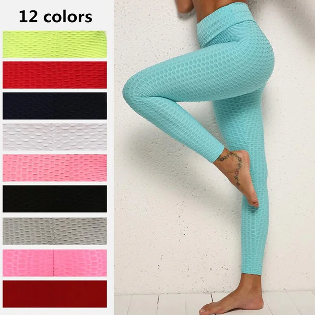 US $7.99 Solid Yoga Pants Women Running Leggings High Waist Polyester Tights Leggins 2020 Female Gym Fitness