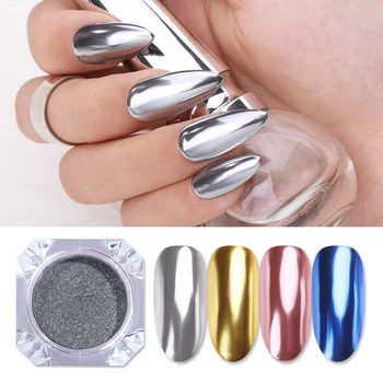 

1 Box Mirror Nail Powder Rose Gold Champagne Silver Gold Chrome Nail Art Glitter Pigment Dust Nail Art Decoration