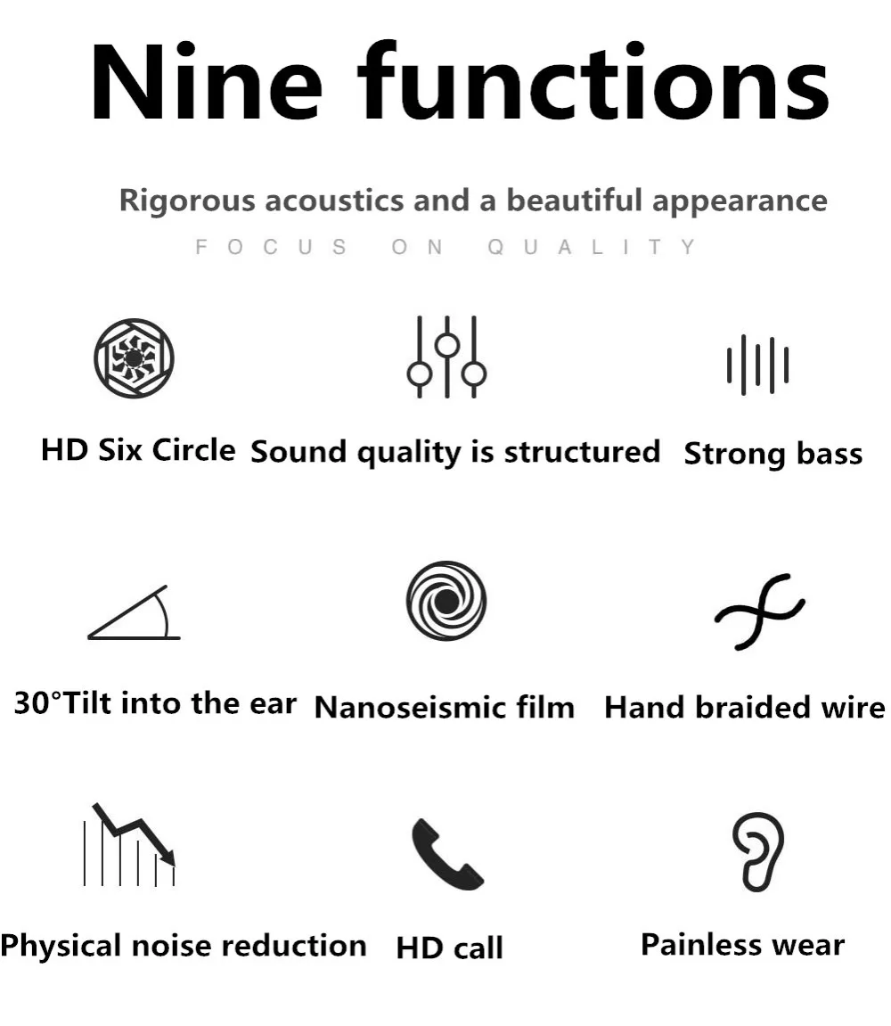SD01 subwoofer earphone In Ear Six core three coil headphones with Mic Hifi Stereo Sports Headphone Bass Sound for xiaomi iPhone