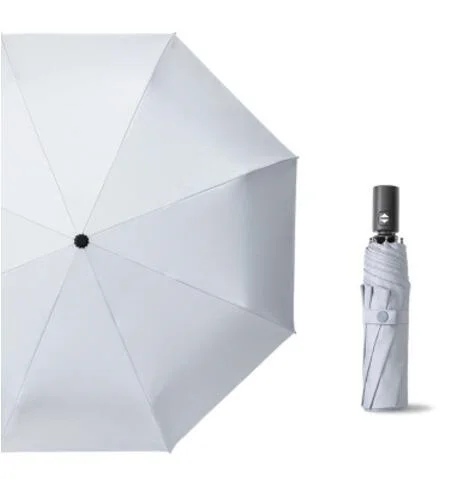 Srong ветрозащитный автоматический 3 складной зонтик дождь женский 8 ребра простые цветные зонтики для мужчин бизнес темная сетка ручка Paraguas - Цвет: Светло-серый