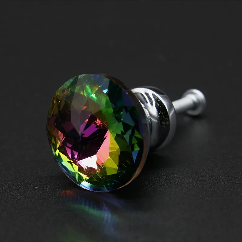 30 мм одинарный HoleDiamond форма дизайн цветное Хрустальное стекло ручки шкаф ящик
