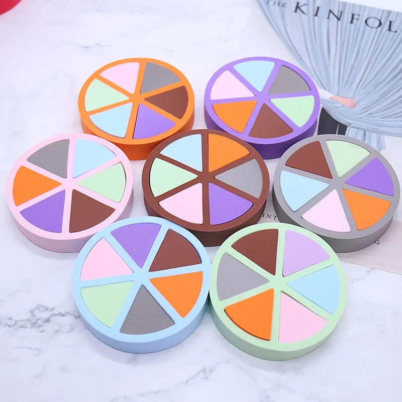 6 cut 8 cut puff match tea color маленький треугольник на цветной круглой студии выделенный слоеной воды, чтобы стать большим не молоком