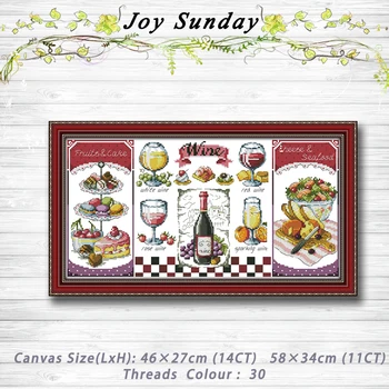 

Red wine and desserts Patterns 14CT11CT Counted Cross Stitch Sets embroidery set Needlework kit chinese cross stitch Home decor