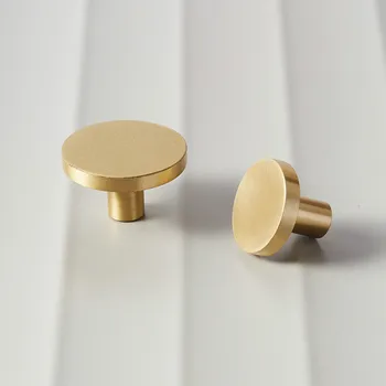 Round Brass Dresser Knobs Drawer Pulls Handles Cabinet Door Knob Handle Simple Gold Kitchen Hardware Pull