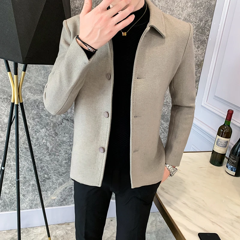 

UYUK2019 Autumn And Winter Explosions Casual Thick Korean Version Of The Self-cultivation Single-breasted Lapel Wool