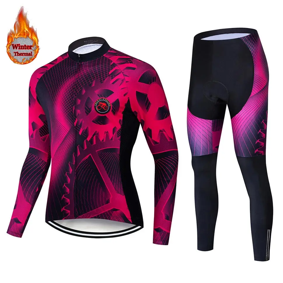 teleyi gear зимний теплый флисовый комплект Джерси для велоспорта Одежда для велоспорта Mtb Одежда для верховой езды Ropa Ciclismo