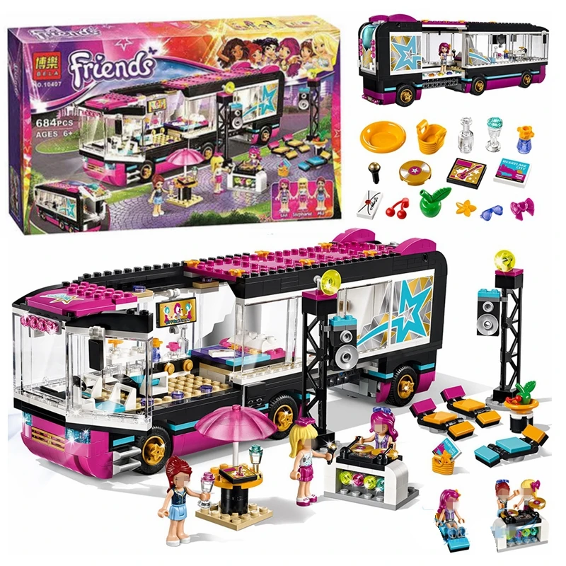 Строительные блоки серии Friends Pop Star Tour Bus совместимые с 41106 девушками друзьями