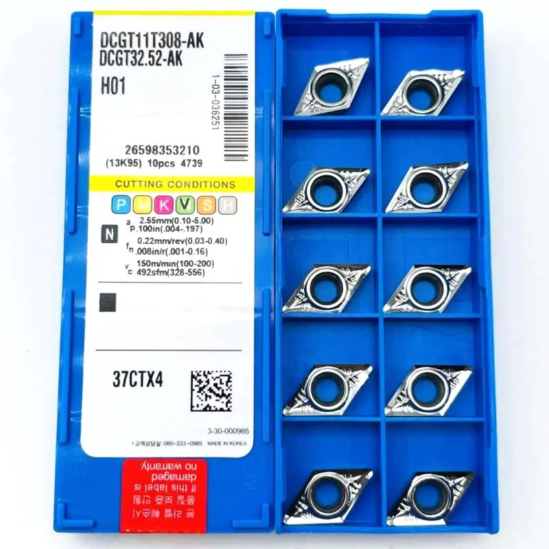 1box） KORLOY DCGT11T308-AK H01 DCGT32.52-AK H01 carbide inserts 10pcs 
