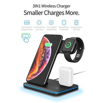 Alloet Z5 3で1ワイヤレス充電器ホルダー15ワット高速充電appleの時計シリーズ5/4/3/2/1 airpods iphoneサムスン