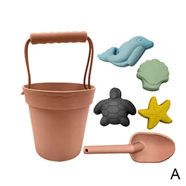 6pcs Summer Children Beach Baby Toys Slicone Digging Sand Tool With Shovel Water Game Play Outdoor Toy Set Sandbox For Kids