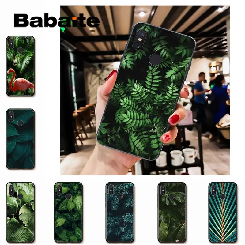 Черный чехол для телефона Babaite с большим зеленым листом Redmi note8Pro note5 note7 note 8t 9 note9s