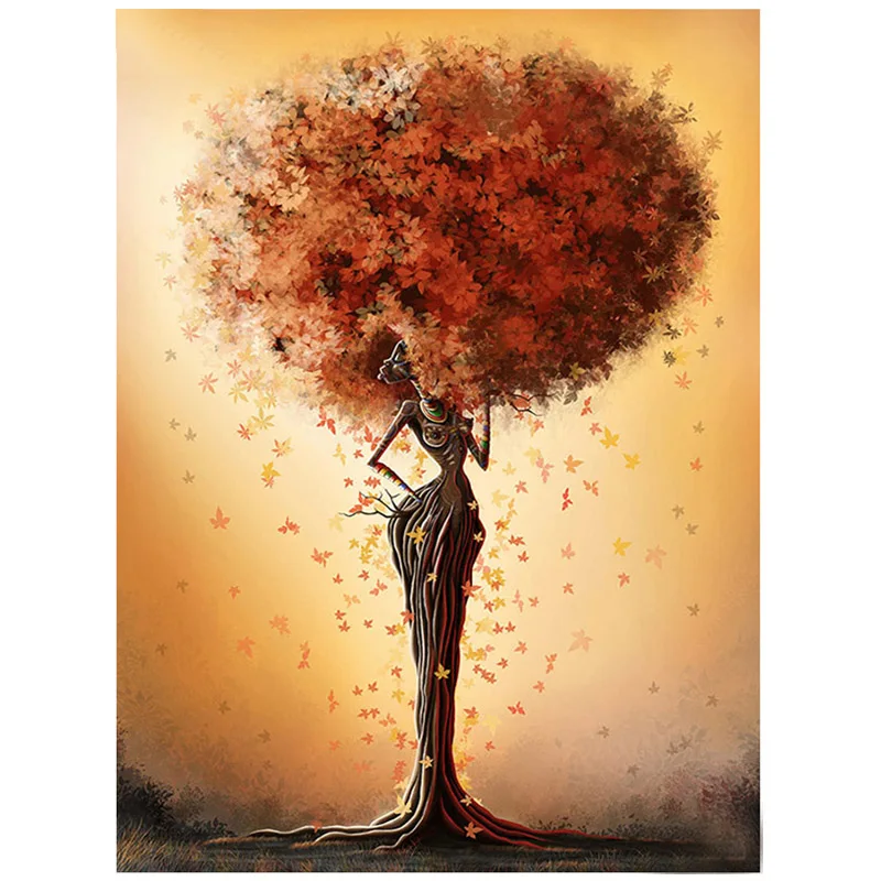 

5D Diamond Painting Set African Woman Abstract Tree Diamond Embroidery Cross Stitch Full Diamond Mosaic Rhinestone Decor