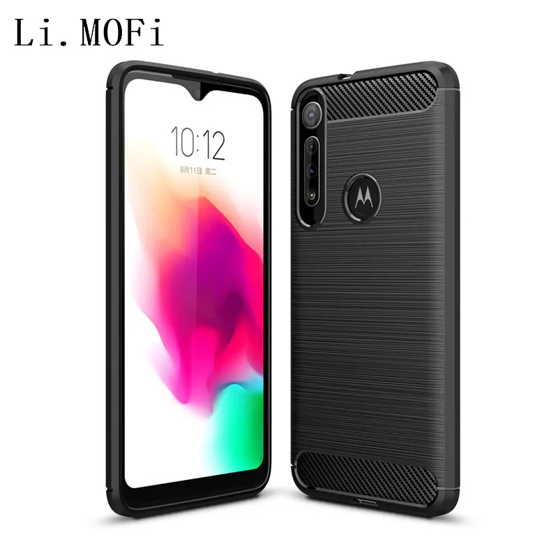 Чехол для Motorola moto G8 Plus бампер из углеродного волокна прочный мягкий силиконовый