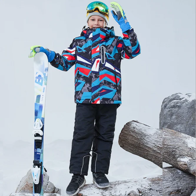 Kids Ski Suit Waterproof Warm Snow Jacket and Pants Thicken Winter Ski Snowsuit for Boys Skiing Snowboarding Outdoors