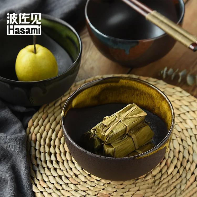 Stoneware Rice Bowl Imported from Japan Ceramic Tableware HASAMI Burn Japanese Style And Wind Retro Restaurant with Stoneware Ri